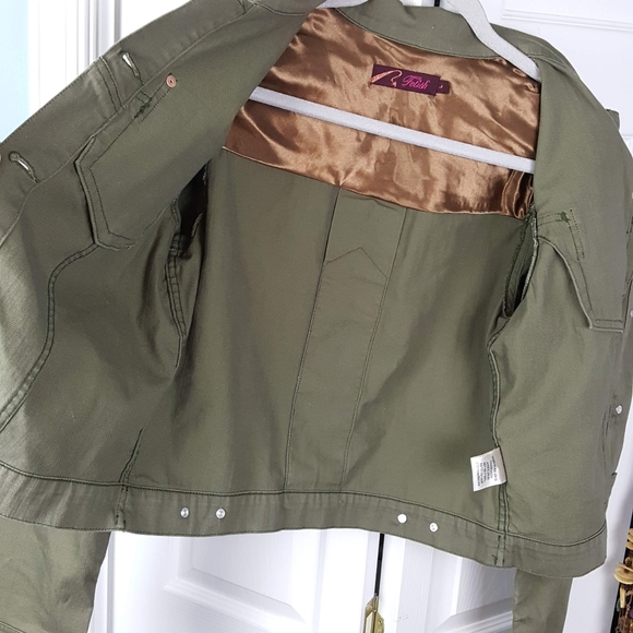 Fetish Brand Dark Olive Large canvas button up jac - Picture 3 of 8